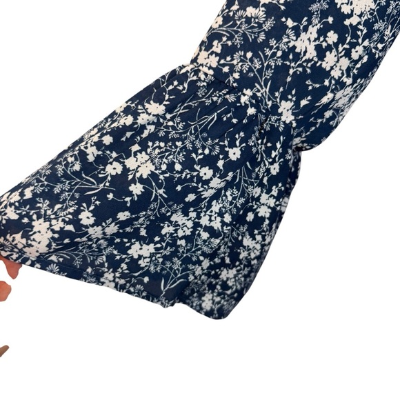 Verse | Blue Floral Stassi 3/4 Sleeve Off-the-Shoulder Blouse | Sz S - Picture 2 of 8